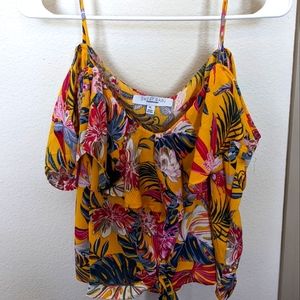 Floral printed cold shoulder top, XL